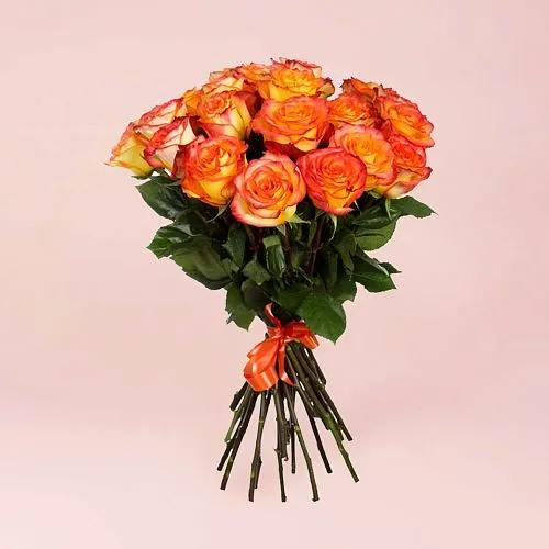 Фото 19 оранжевых роз (70 см)