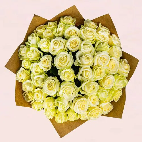 Фото 17 бело-зеленых роз (60 см)